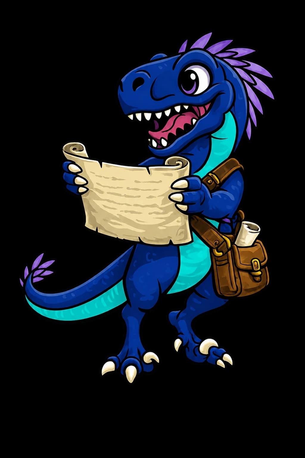 Rize the raptor reading a long scroll
