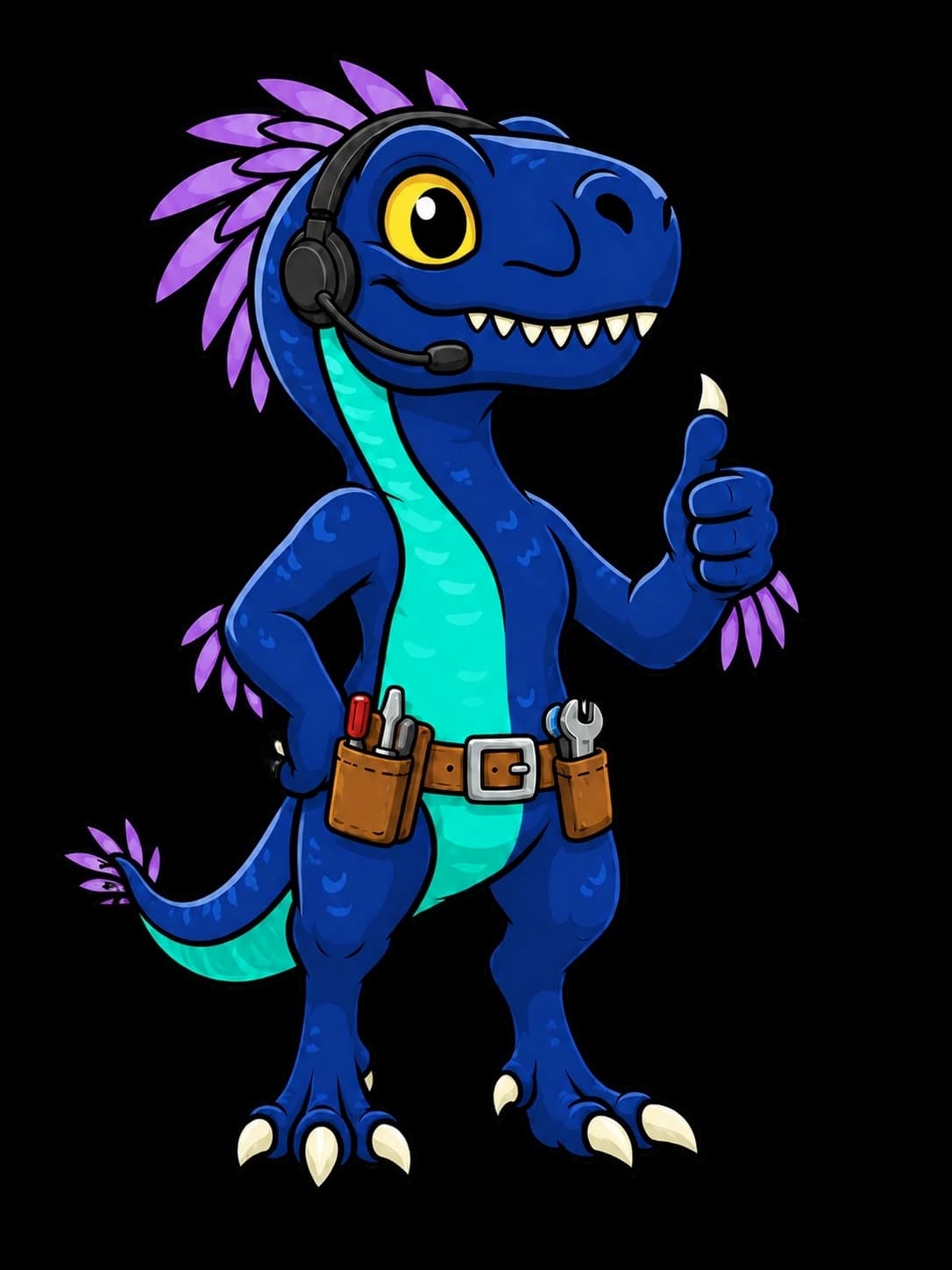 Rize the Raptor in a support headset, giving a thumbs-up.